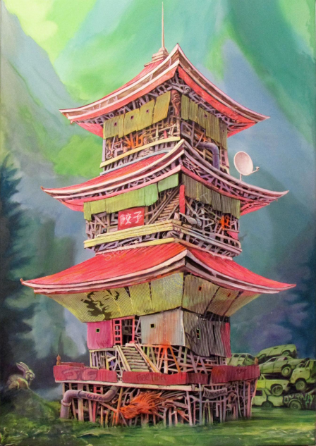 pintura de pagoda china